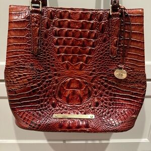 Brahmin Brown Crocodile Embossed Shoulder Bag
